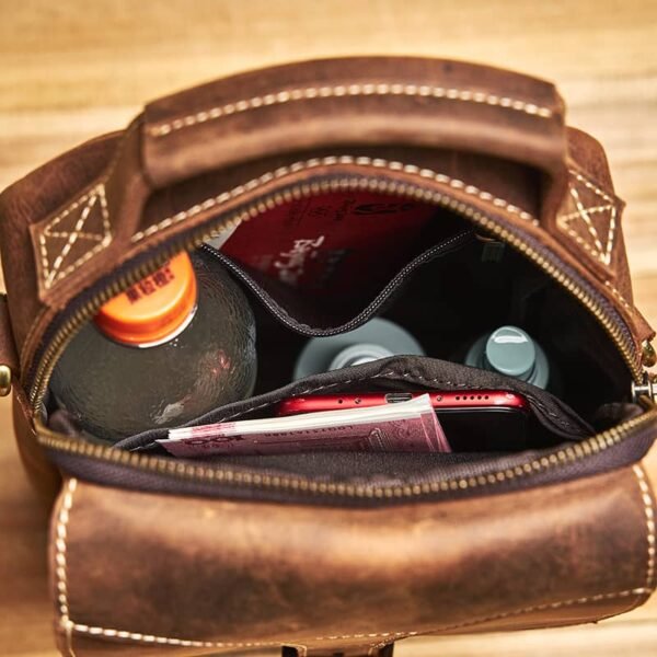 Vintage Leather Messenger Bag | Classic Vertical  Shoulder Bag - Image 16