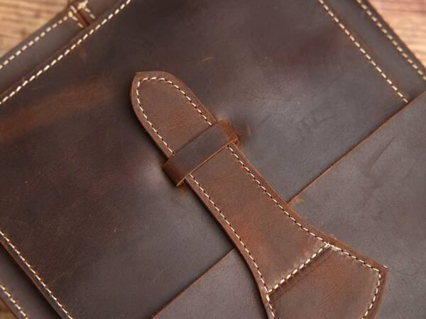 Handmade Leather Messenger Bag | Vintage Vertical Shoulder Bag - Image 8