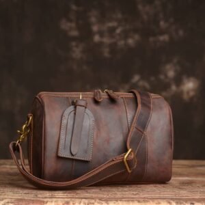 Vintage Cylinder Leather Shoulder Bag | Handmade Crossbody Body