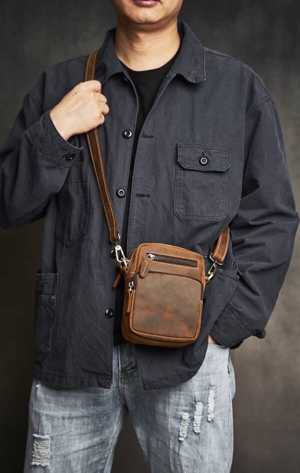 Vintage Mini Leather Shoulder Bag | Leather Fanny Pack 6 Vintage Mini Leather Shoulder Bag | Leather Fanny Pack - Image 6