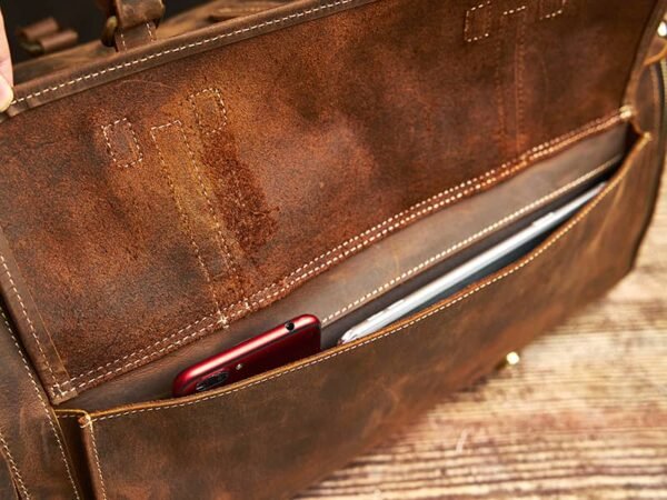 Leather Weekender Travel Bag With Shoe Compartment Supplier - Image 13