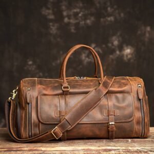 Leather Weekender Travel Bag With Shoe Compartment Supplier