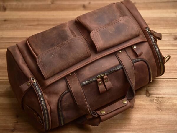 Weekender Travel Bag | Handmade Leather Duffle Bag - Image 13