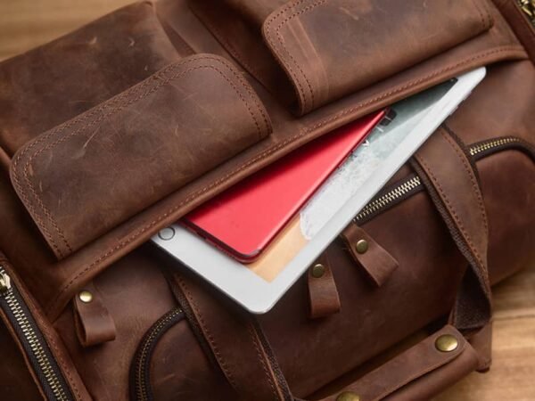 Weekender Travel Bag | Handmade Leather Duffle Bag - Image 12