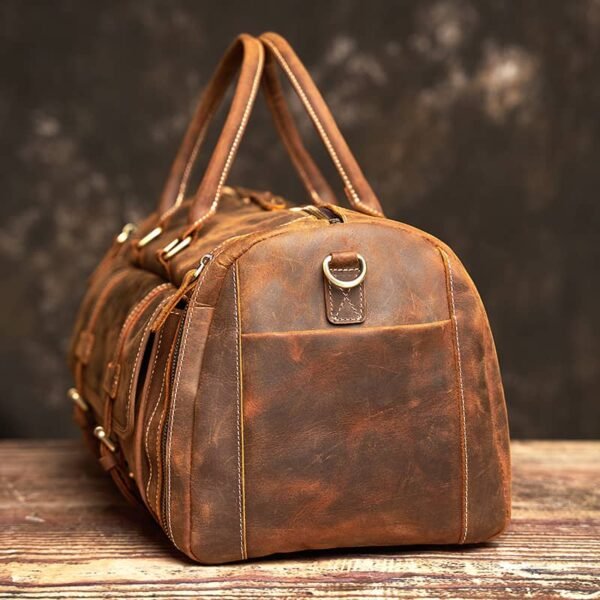 Leather Weekender Travel Bag With Shoe Compartment Supplier - Image 6