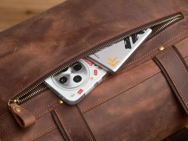 Weekender Travel Bag | Handmade Leather Duffle Bag - Image 11