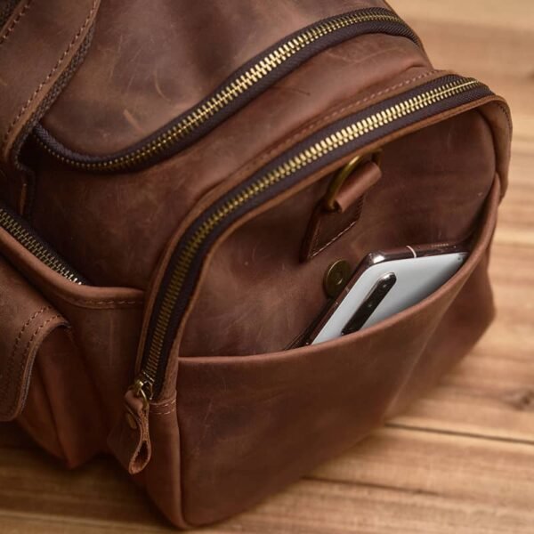 Weekender Travel Bag | Handmade Leather Duffle Bag - Image 9