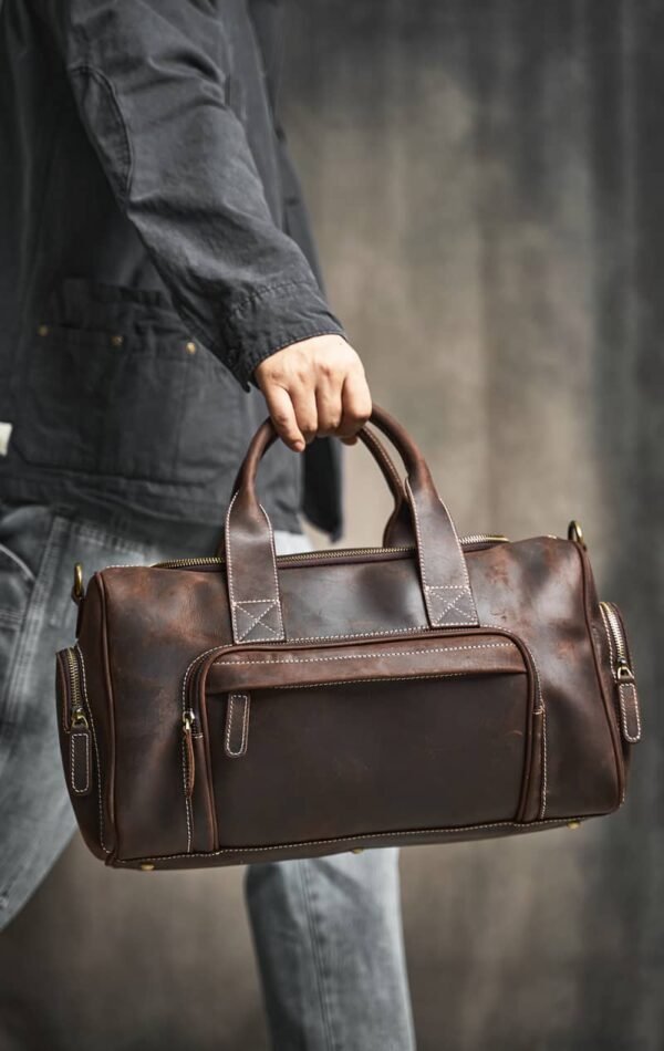 Vintage Leather Weekender Travel Bag | Leather Tote Bag Supplier - Image 8