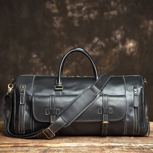 Leather Weekender Travel Bag With Shoe Compartment Supplier - Image 21