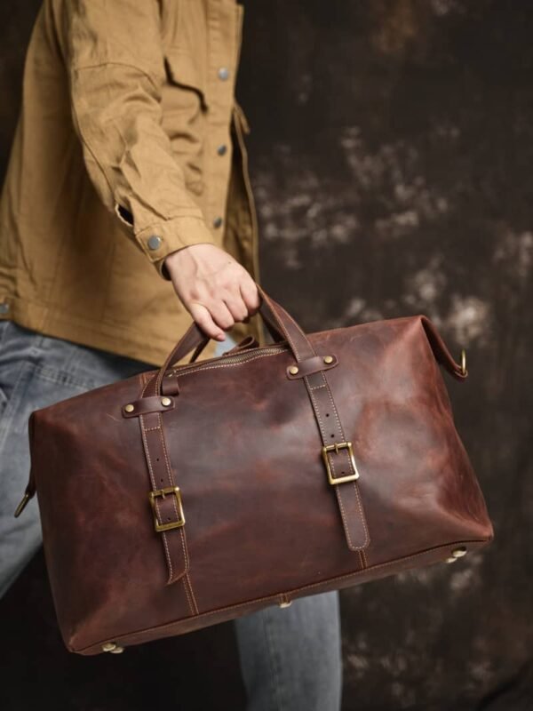 Leather Overnight Duffel Bag For Men 4 Leather Overnight Duffel Bag For Men - Image 4