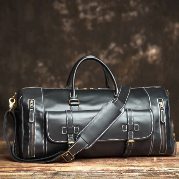 Leather Weekender Travel Bag With Shoe Compartment Supplier - Image 20