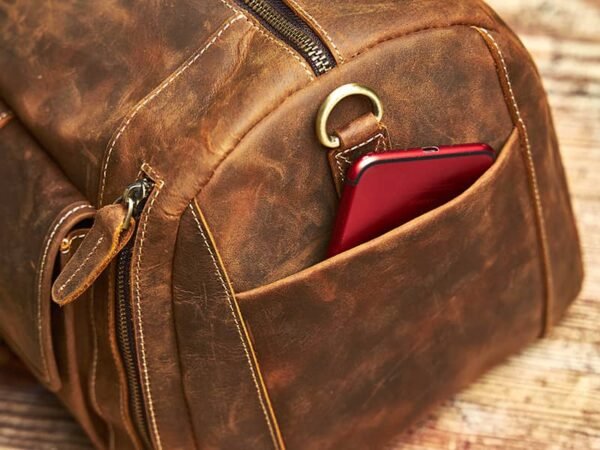 Leather Weekender Travel Bag With Shoe Compartment Supplier - Image 15