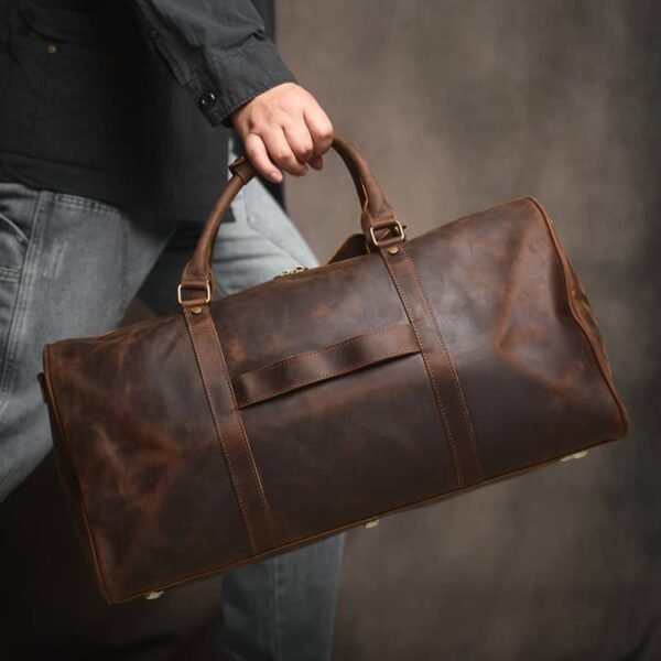 Vintage Leather Weekender Travel Bag Supplier - Image 7