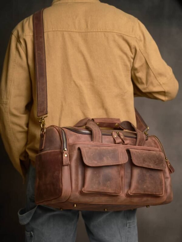 Weekender Travel Bag | Handmade Leather Duffle Bag - Image 7