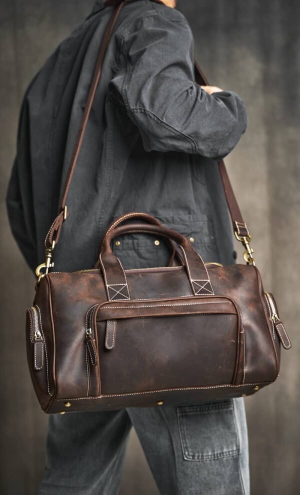 Vintage Leather Weekender Travel Bag | Leather Tote Bag Supplier - Image 9