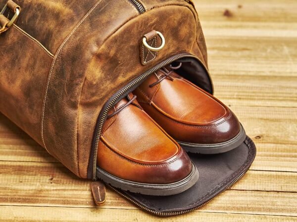 Leather Weekender Travel Bag With Shoe Compartment Supplier - Image 10