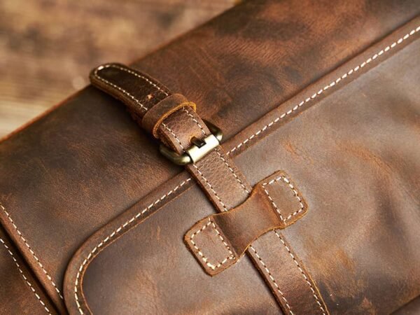 Leather Weekender Travel Bag With Shoe Compartment Supplier - Image 12