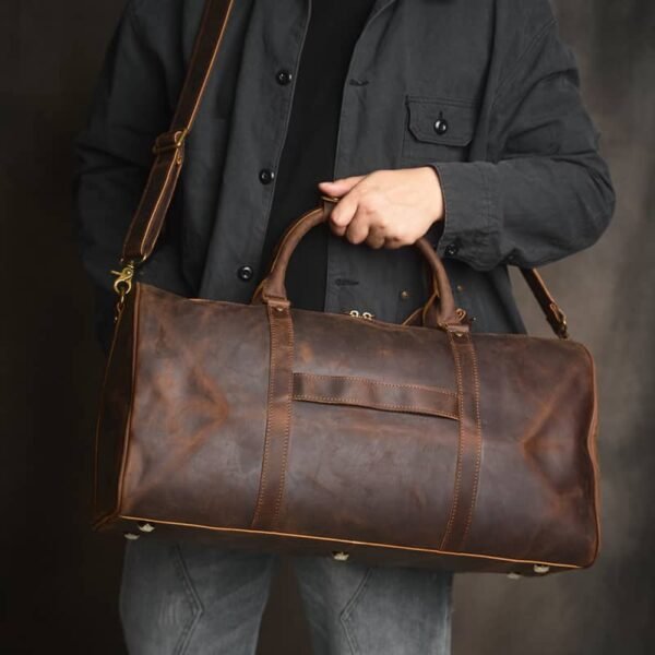Vintage Leather Weekender Travel Bag Supplier - Image 6
