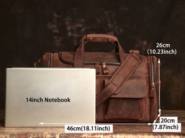 Weekender Travel Bag | Handmade Leather Duffle Bag - Image 8