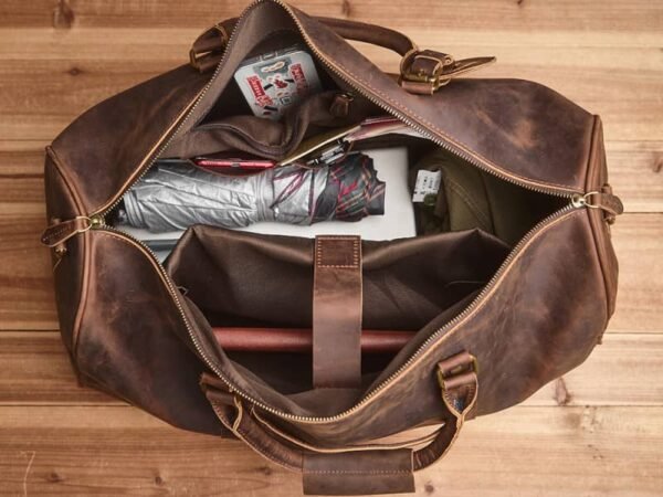 Vintage Leather Weekender Travel Bag Supplier - Image 17