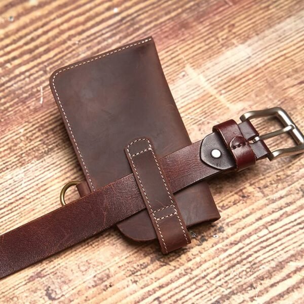 Retro Leather Mini Waist Bag | India Badge Leather Fanny Pack - Image 7