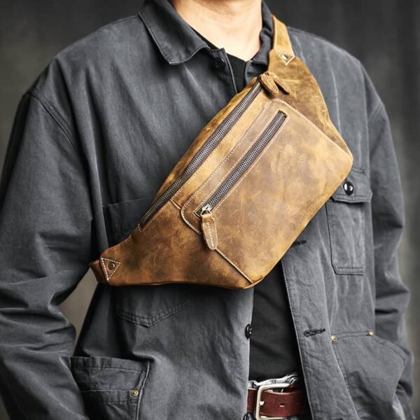 Retro Leather Chest Bag | Leather Large Fanny Pack Supplier 9 Retro Leather Chest Bag | Leather Large Fanny Pack Supplier - Image 9
