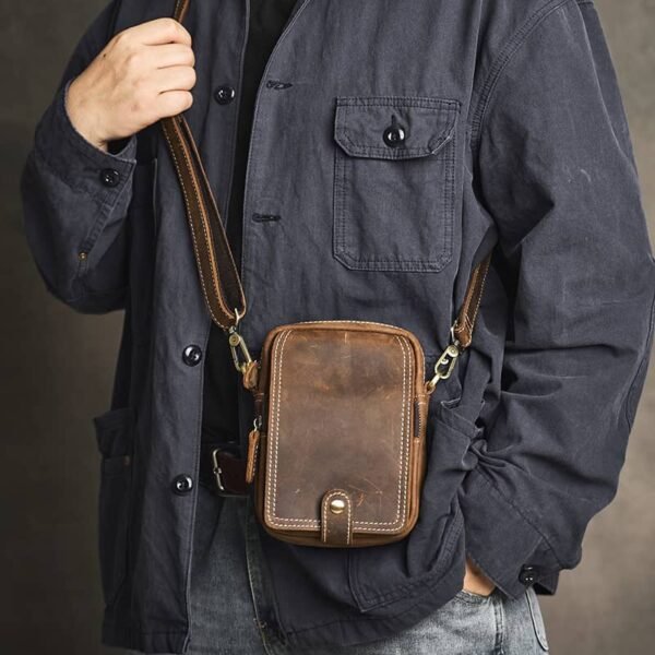 Retro Leather Waist Bag | Leather Mini Shoulder Bag Supplier - Image 7