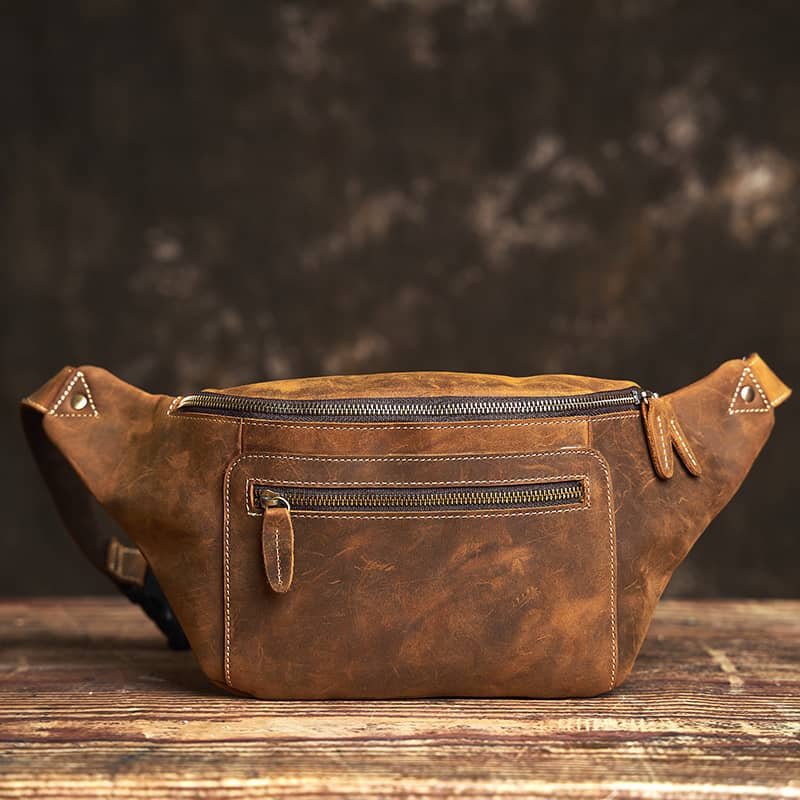 Retro Leather Chest Bag | Leather Large Fanny Pack Supplier 3 Retro Leather Chest Bag | Leather Large Fanny Pack Supplier - Image 3