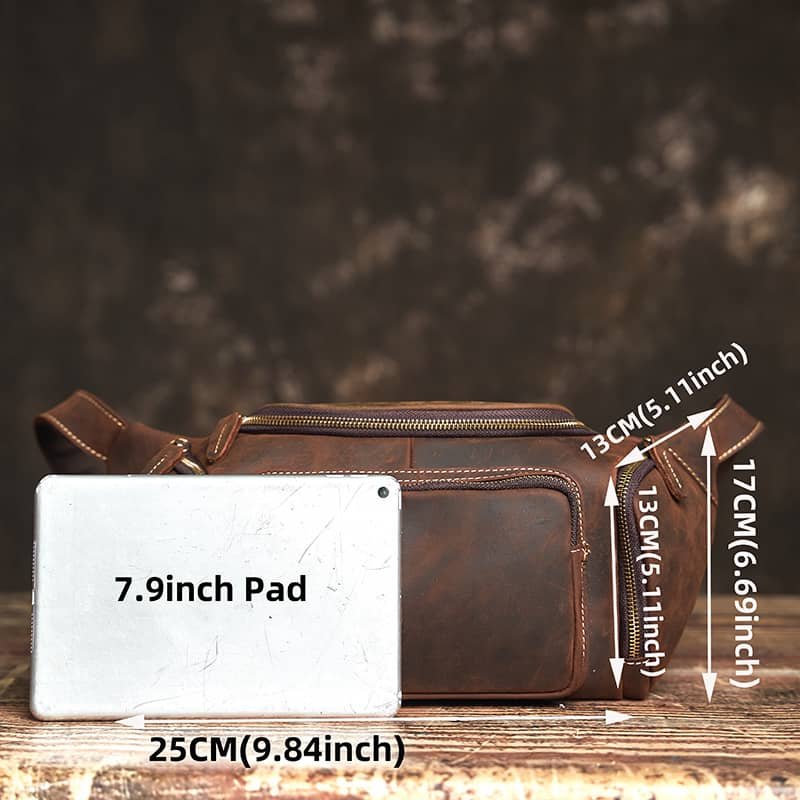 Vintage Leather Chest Bag | Leather Large Fanny Pack Supplier 17 vintage leather waist bag 2 14