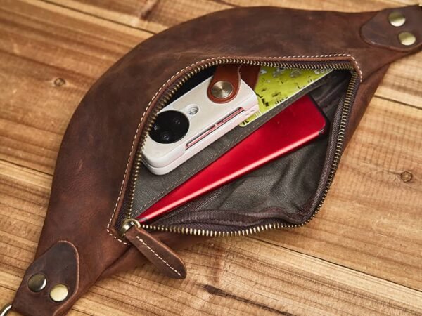 Vintage Leather Mini Chest Bag | Leather Fanny Pack 14 Vintage Leather Mini Chest Bag | Leather Fanny Pack - Image 14