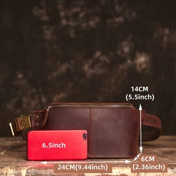 Vintage Leather Chest Bag | Leather Large Fanny Pack - Image 9
