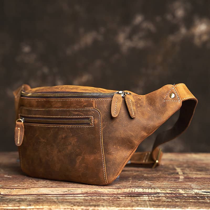 Retro Leather Chest Bag | Leather Large Fanny Pack Supplier 4 Retro Leather Chest Bag | Leather Large Fanny Pack Supplier - Image 4