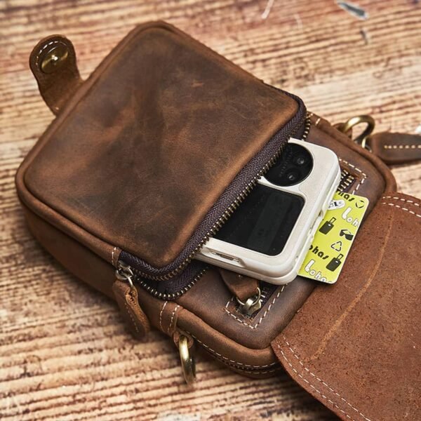 Retro Leather Waist Bag | Leather Mini Shoulder Bag Supplier - Image 11