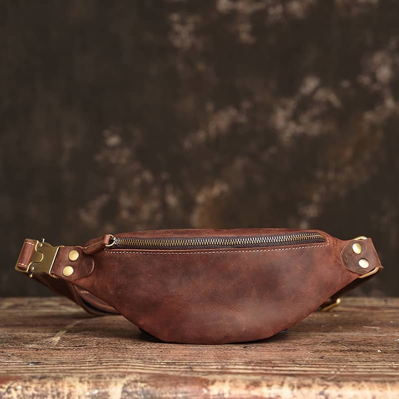 Vintage Leather Mini Chest Bag | Leather Fanny Pack 3 Vintage Leather Mini Chest Bag | Leather Fanny Pack - Image 3