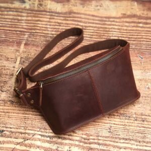 Vintage Leather Chest Bag | Leather Large Fanny Pack