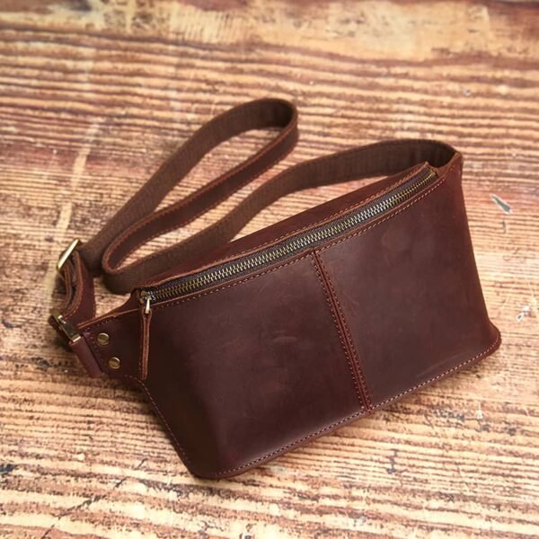 Vintage Leather Chest Bag | Leather Large Fanny Pack - Image 6