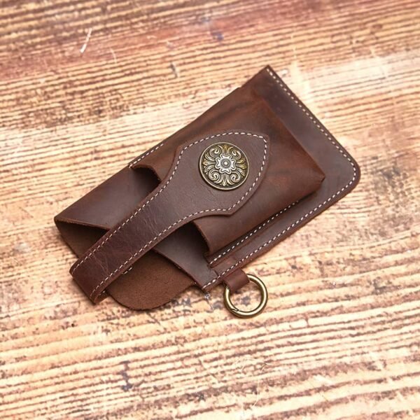Retro Leather Mini Waist Bag | India Badge Leather Fanny Pack - Image 10