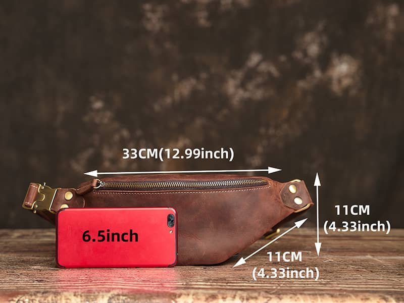 Vintage Leather Mini Chest Bag | Leather Fanny Pack 15 vintage leather waist bag 4 4