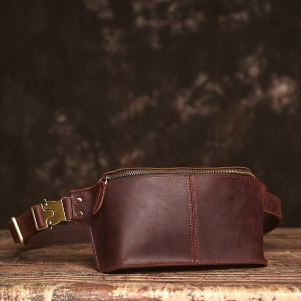 Vintage Leather Chest Bag | Leather Large Fanny Pack - Image 5