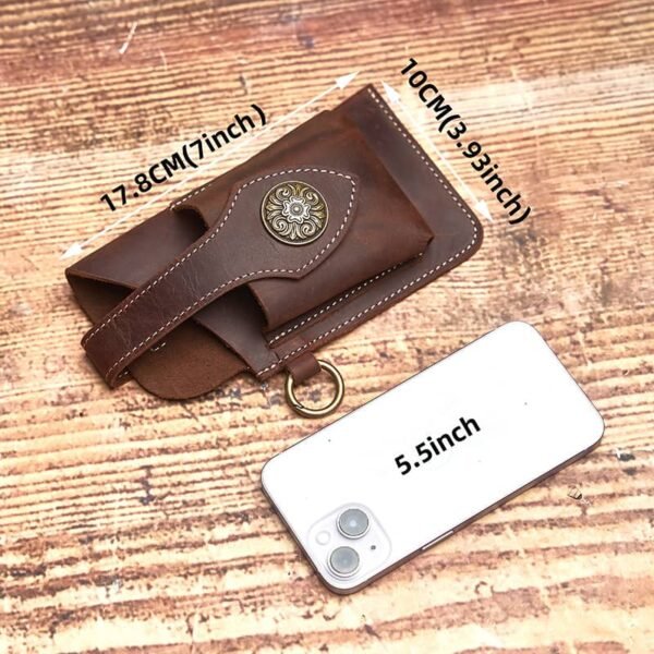 Retro Leather Mini Waist Bag | India Badge Leather Fanny Pack - Image 9