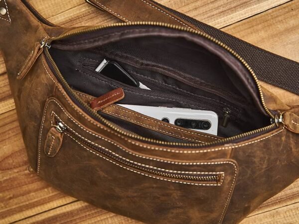 Retro Leather Chest Bag | Leather Large Fanny Pack Supplier 15 Retro Leather Chest Bag | Leather Large Fanny Pack Supplier - Image 15