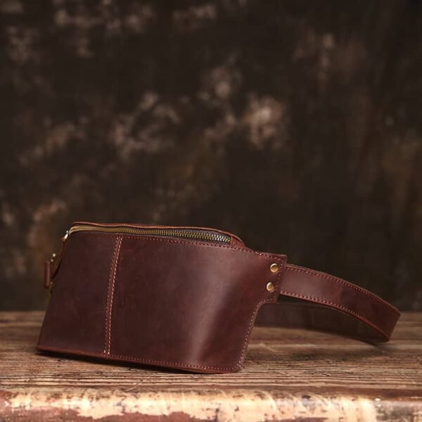 Vintage Leather Chest Bag | Leather Large Fanny Pack - Image 4