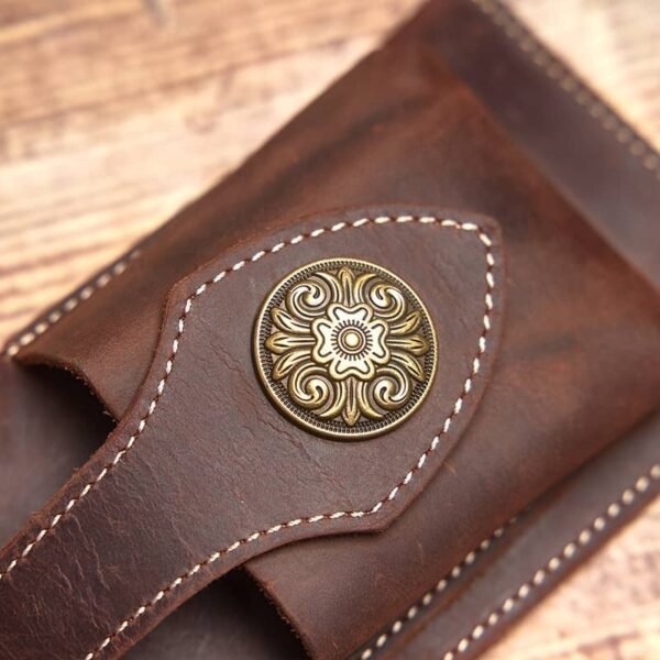 Retro Leather Mini Waist Bag | India Badge Leather Fanny Pack - Image 13