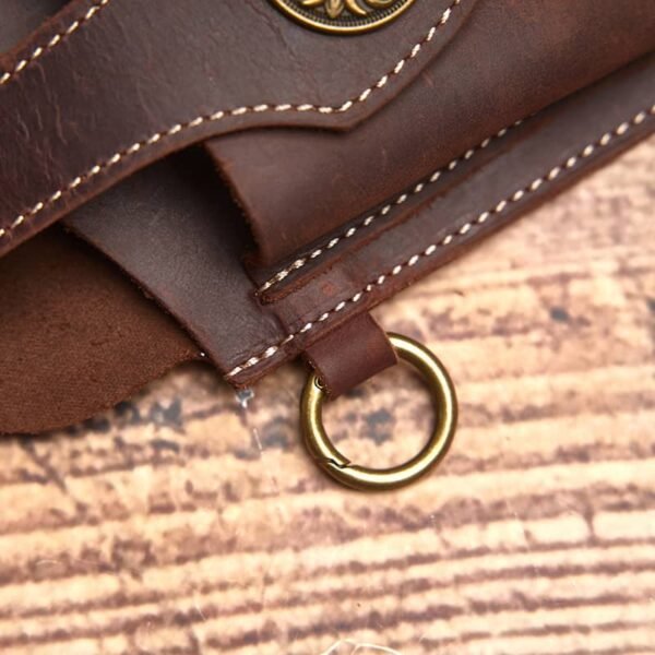 Retro Leather Mini Waist Bag | India Badge Leather Fanny Pack - Image 14