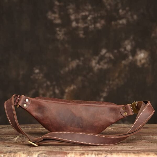 Vintage Leather Mini Chest Bag | Leather Fanny Pack 4 Vintage Leather Mini Chest Bag | Leather Fanny Pack - Image 4