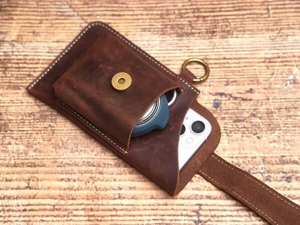 Retro Leather Mini Waist Bag | India Badge Leather Fanny Pack - Image 11