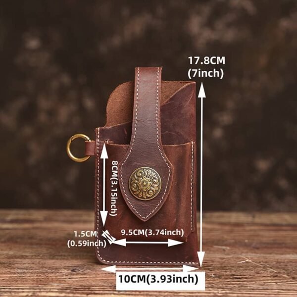 Retro Leather Mini Waist Bag | India Badge Leather Fanny Pack - Image 8