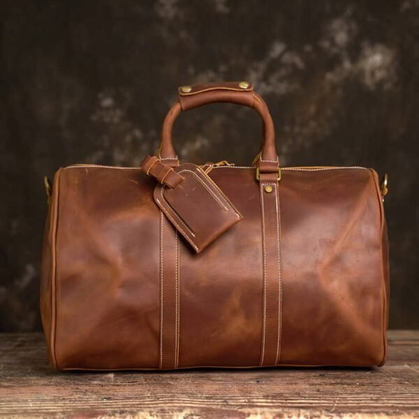 Retro Leather Weekender Travel Bag | Leather Tote Bag Supplier - Image 11