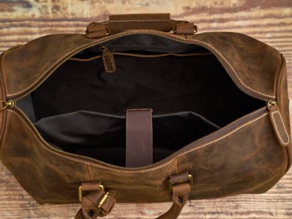 Retro Leather Weekender Travel Bag | Leather Tote Bag Supplier - Image 8
