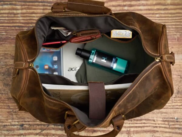 Retro Leather Weekender Travel Bag | Leather Tote Bag Supplier - Image 9